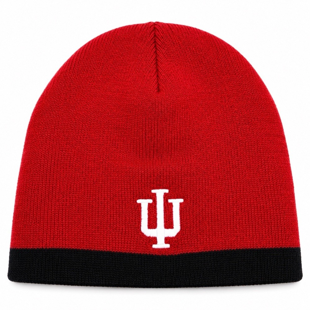 Indiana Hoosiers IU Beanie Hat Captivating Red Black Knit Fleece Lined OSFA